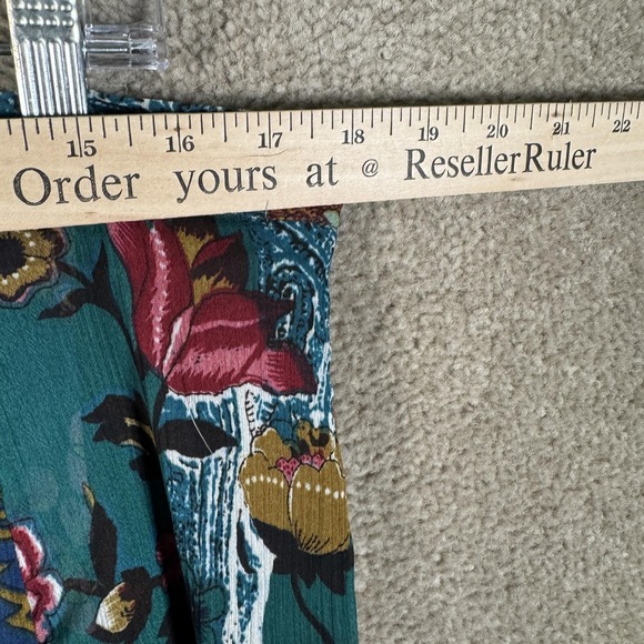 Vtg J. Peterman Skirt Womens 14 Green Floral Boho Paisley Pleated Midi Peasant - Picture 5 of 8